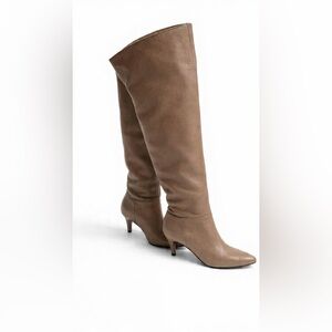 NWOB Calvin Klein Cartrice Calfskin Toffee Tall Leather Boots Sz 7M